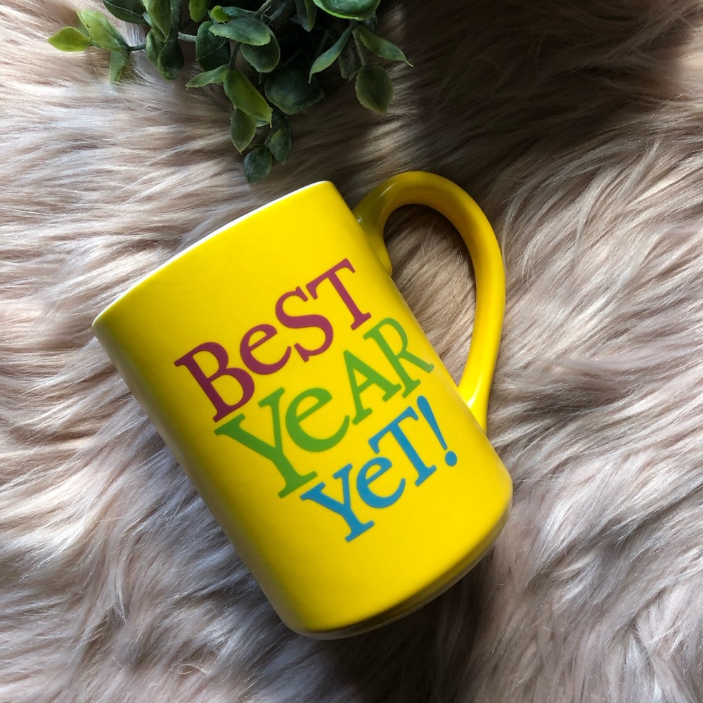 Best Year Yet Yellow-White Coffee Mug by Hallmark, New!